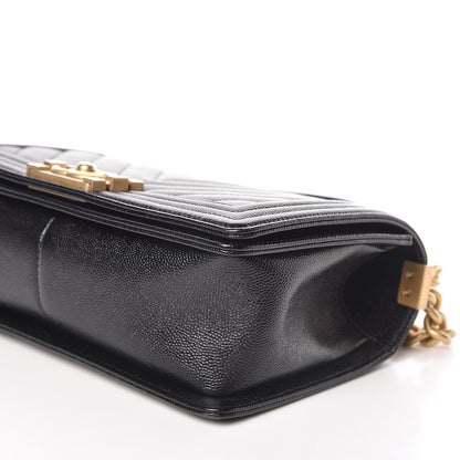Chanel Caviar Chevron Quilted Medium Boy Flap Black 9 of 11