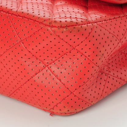 Chanel Lambskin Perforated Medium Double Flap Red 12 of 13