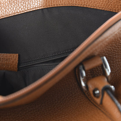 Gucci Pebbled Calfskin Medium GG Convertible Dome Satchel Brown 10 of 12