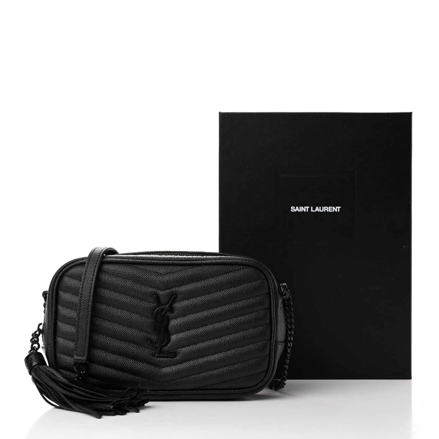Saint Laurent Grain De Poudre Matelasse Monochrome Monogram Mini Lou Camera Bag Black 11 of 11