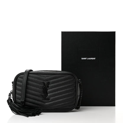 Saint Laurent Grain De Poudre Matelasse Monochrome Monogram Mini Lou Camera Bag Black 11 of 11