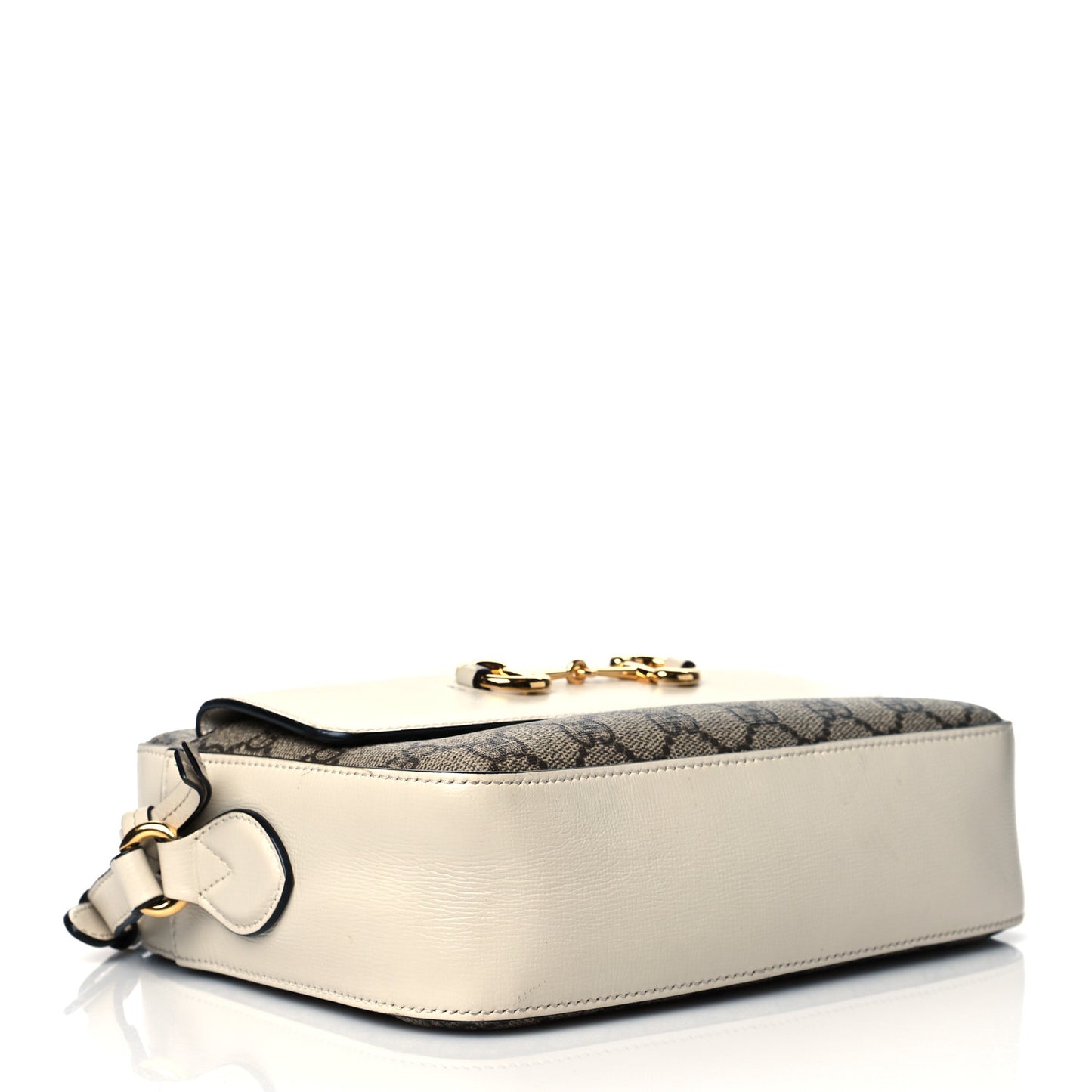 GG Supreme Monogram Small Horsebit 1955 Shoulder Bag Beige Mystic White