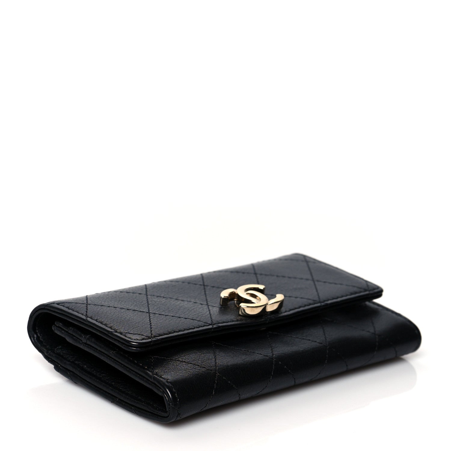 Chanel Calfskin Diamond Stitched CC Wallet Black 4 of 9