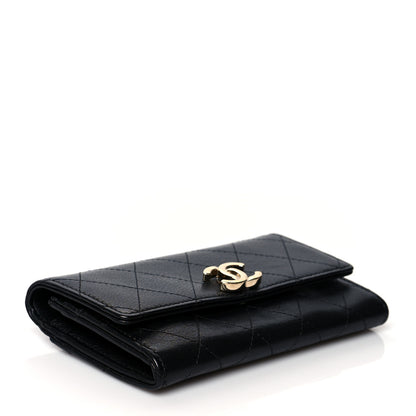 Chanel Calfskin Diamond Stitched CC Wallet Black 4 of 9
