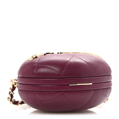 Chanel Lambskin Quilted Oval Minaudiere Chain Clutch Purple 4 of 10