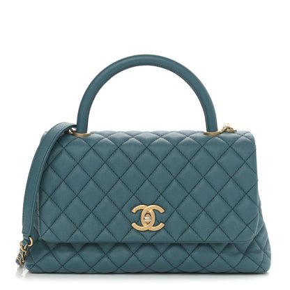 Chanel Caviar Quilted Small Coco Handle Flap Dark Turqouise 1 of 11