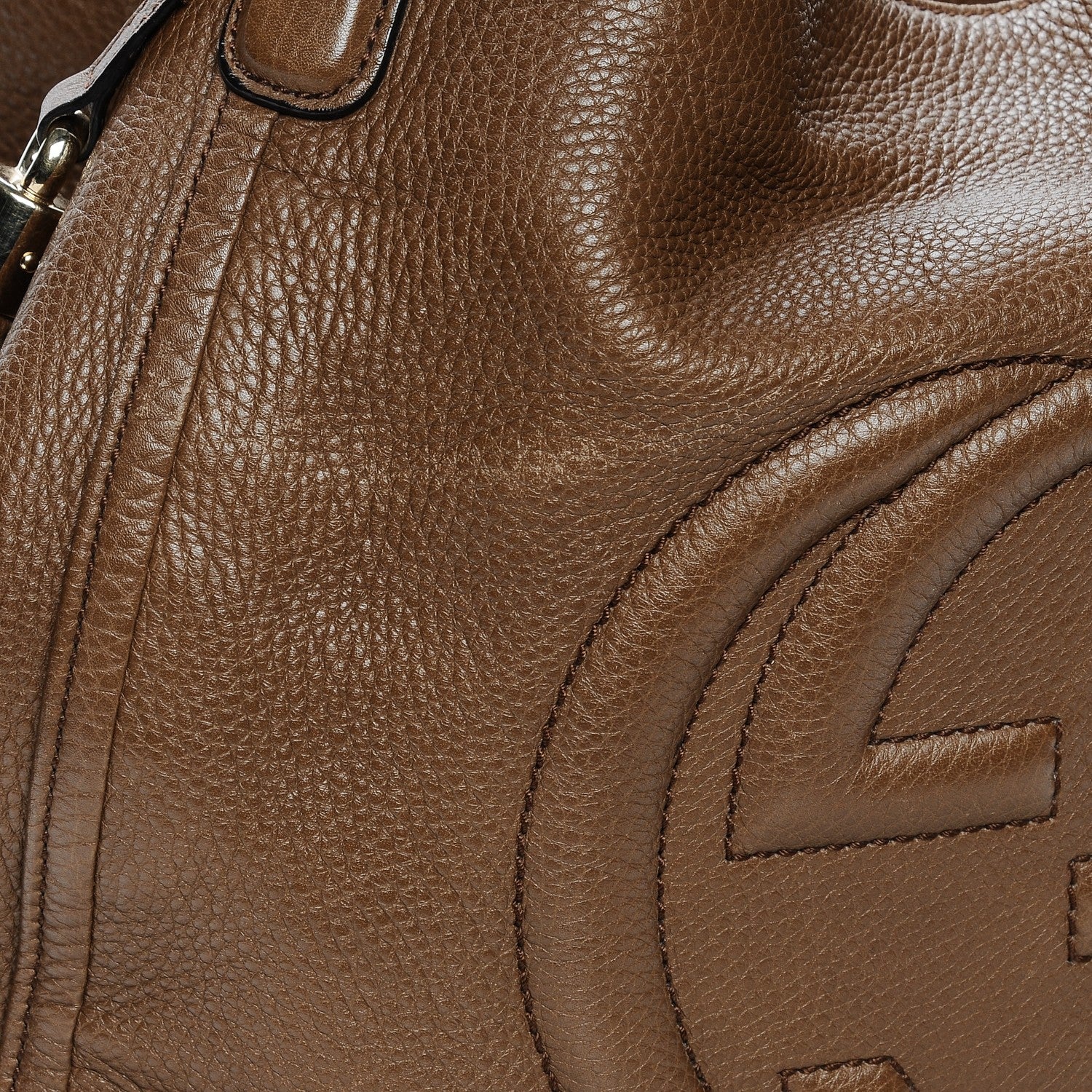 Gucci Pebbled Calfskin Medium Soho Shoulder Bag Brown 8 of 12