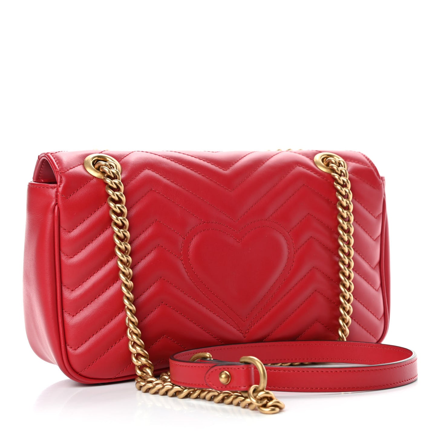 Calfskin Matelasse Small GG Marmont Shoulder Bag Hibiscus Red