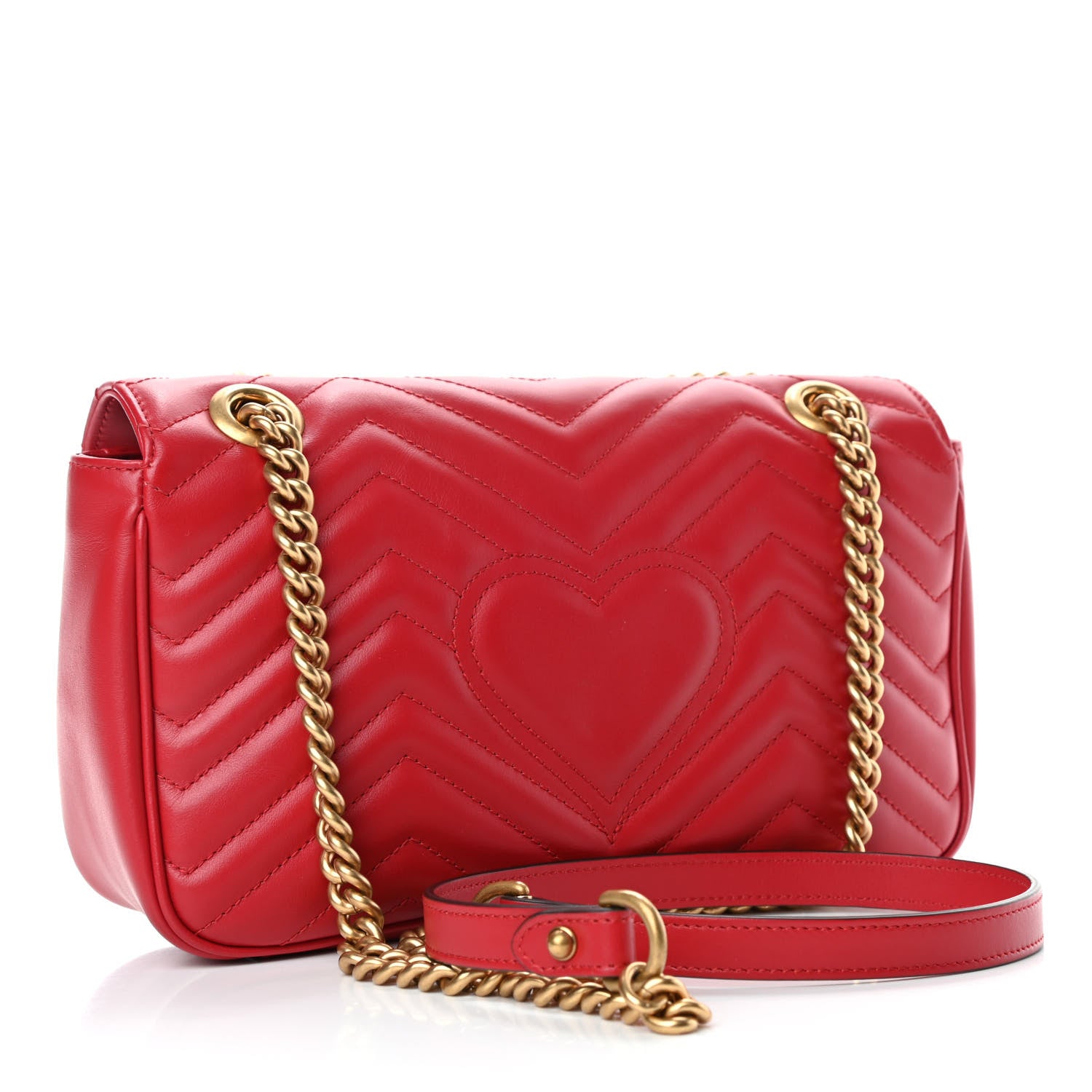 Gucci Calfskin Matelasse Small GG Marmont Shoulder Bag Hibiscus Red 2 of 4