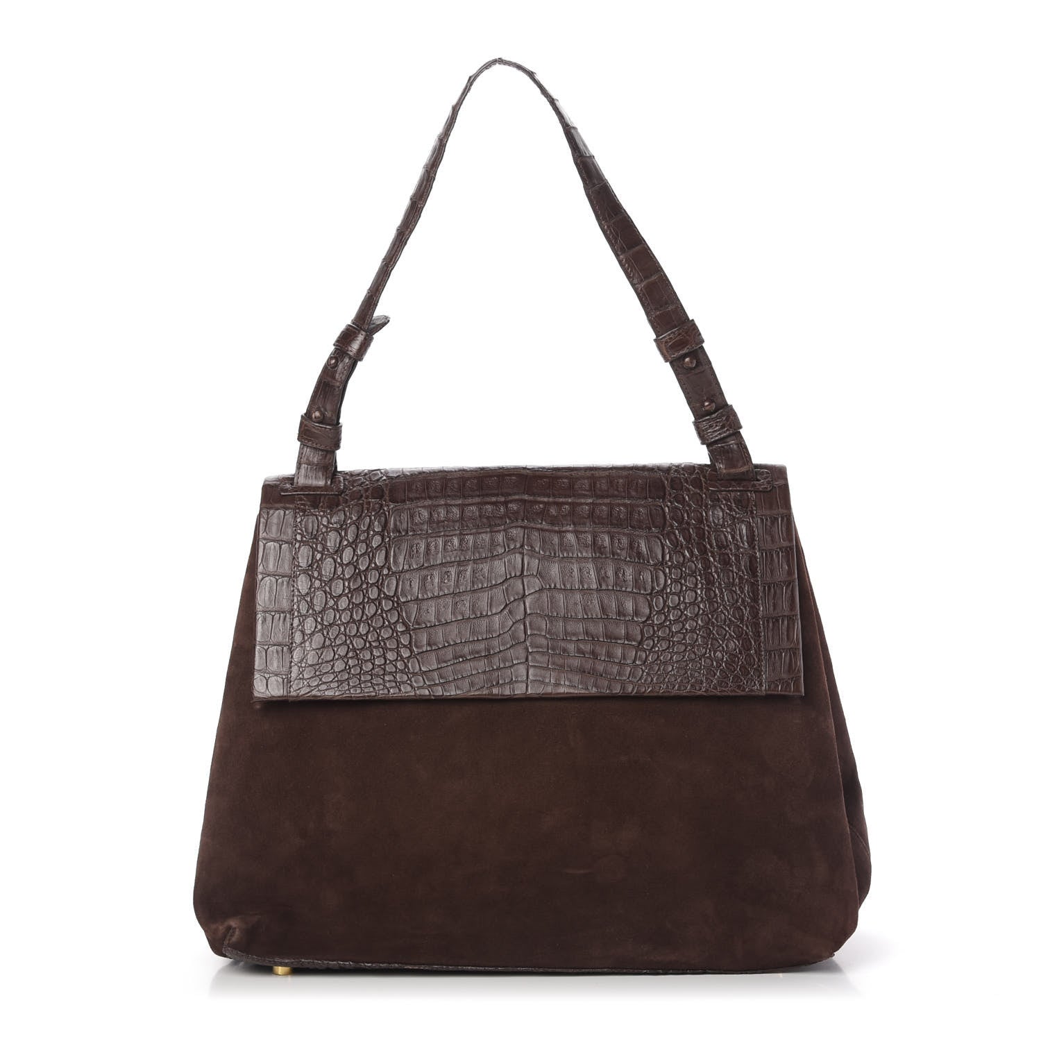 Nancy Gonzalez Crocodile Suede Shoulder Bag Brown 1 of 12