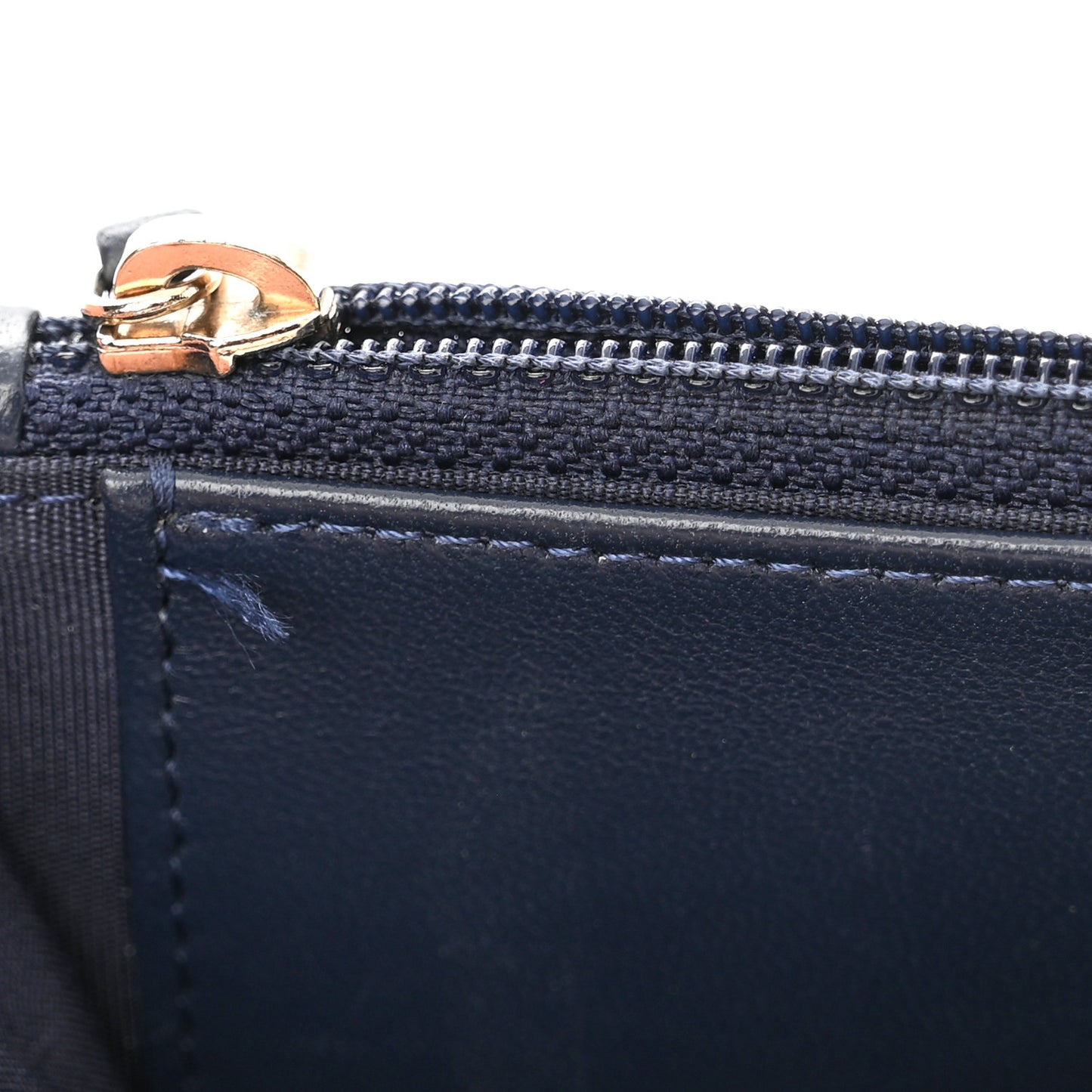 Lambskin Chevron Quilted Trendy CC Wallet On Chain WOC Dark Blue