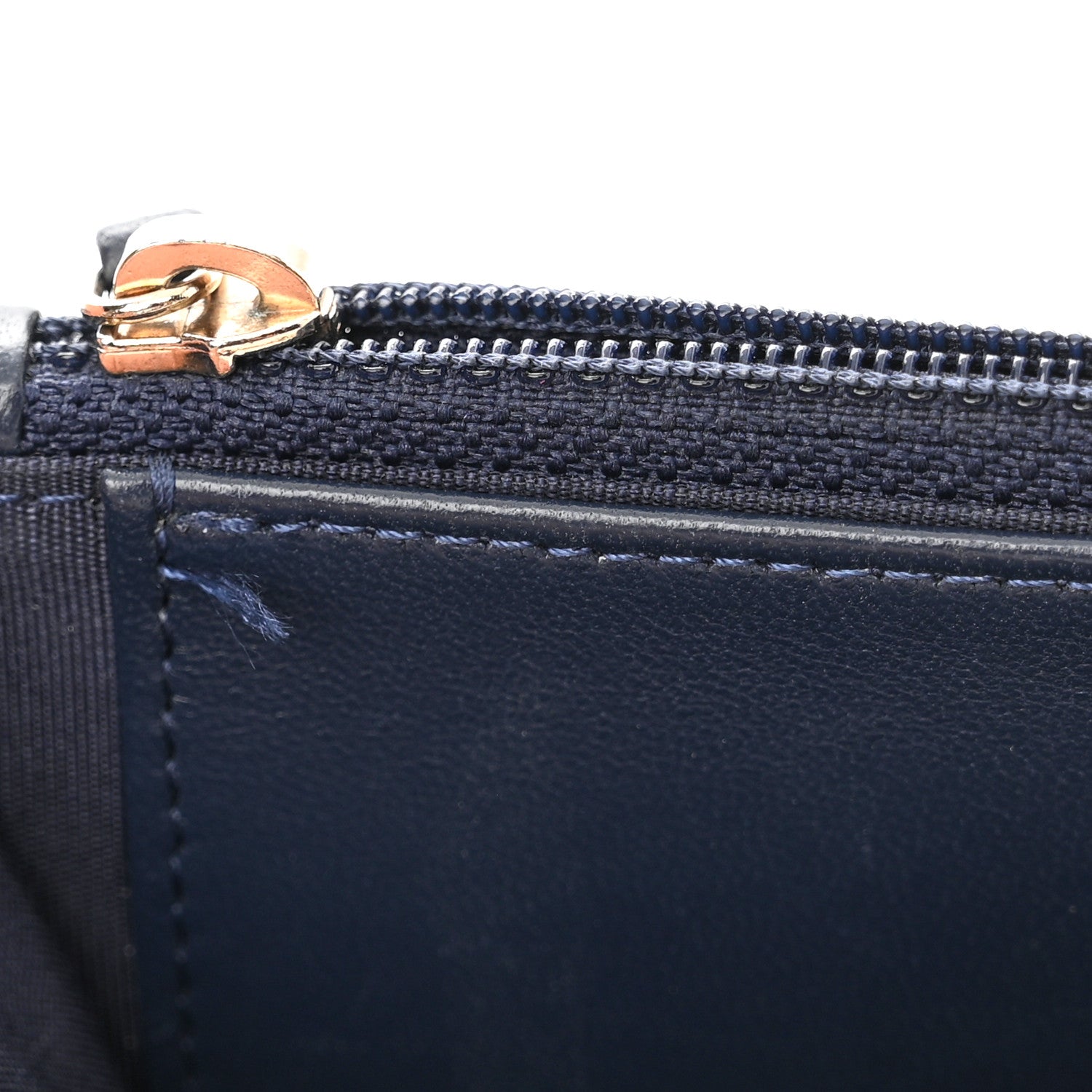 Chanel Lambskin Chevron Quilted Trendy CC Wallet On Chain WOC Dark Blue 12 of 13