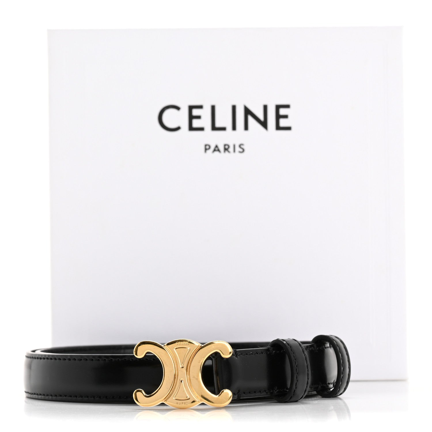 Celine Box Calfskin Small 18mm Triomphe Belt 70 28 Black 8 of 8