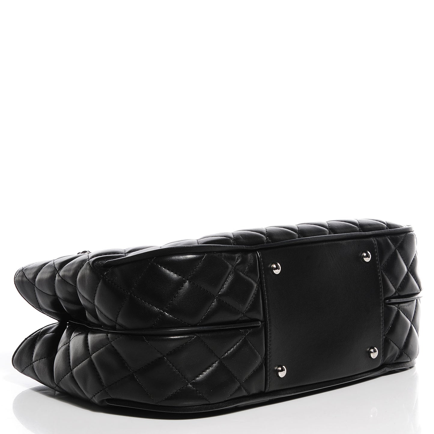 Lambskin Quilted Pagode Piping Tote Black