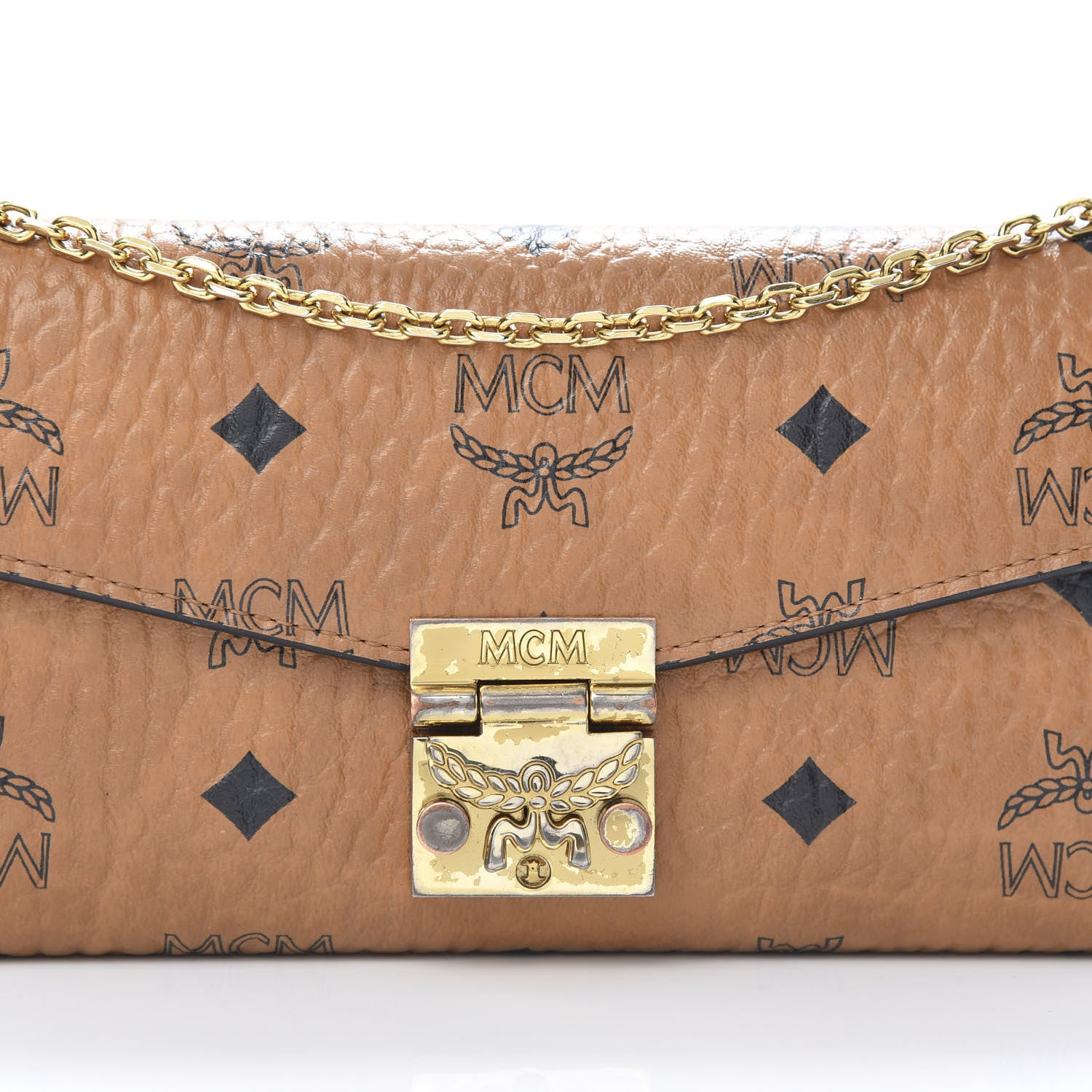 MCM Visetos Large Patricia Wallet On Chain Cognac 8 of 15