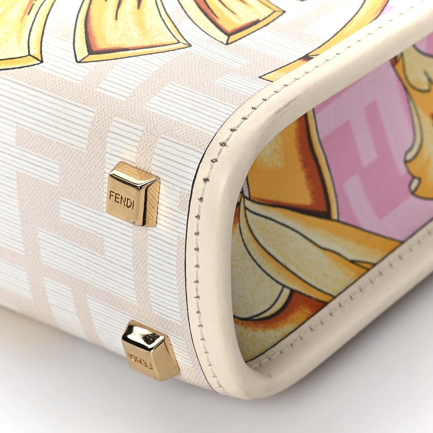 X VERSACE Calfskin Plexiglass Fendace FF Baroque Mini Fendi Sunshine Shopper Tote Gold Rosa White Ice Ciad