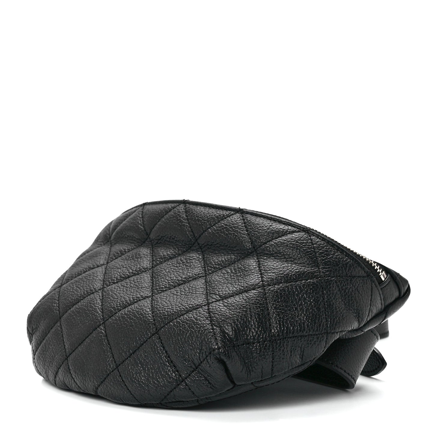 Grained Calfskin Quilted Waist Belt Bag Black