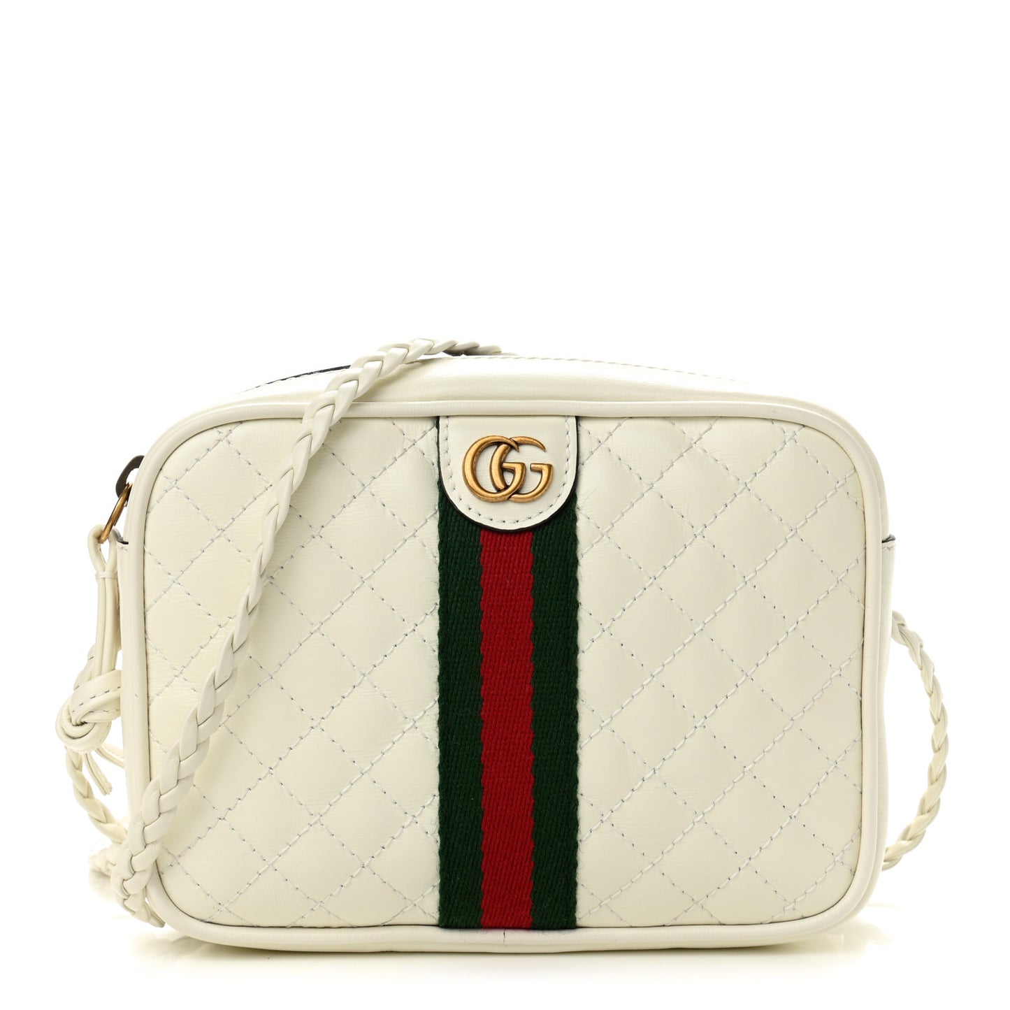 Calfskin Web Trapuntata Mini Shoulder Bag Off White