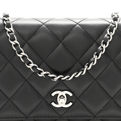 Chanel Lambskin Quilted CC Turnlock Wallet On Chain WOC Black 9 of 12