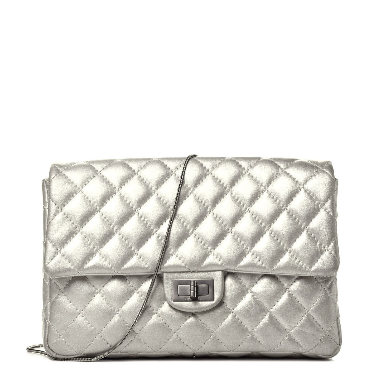 Metallic Lambskin Quilted Snake Chain 2.55 Reissue Flap Silver