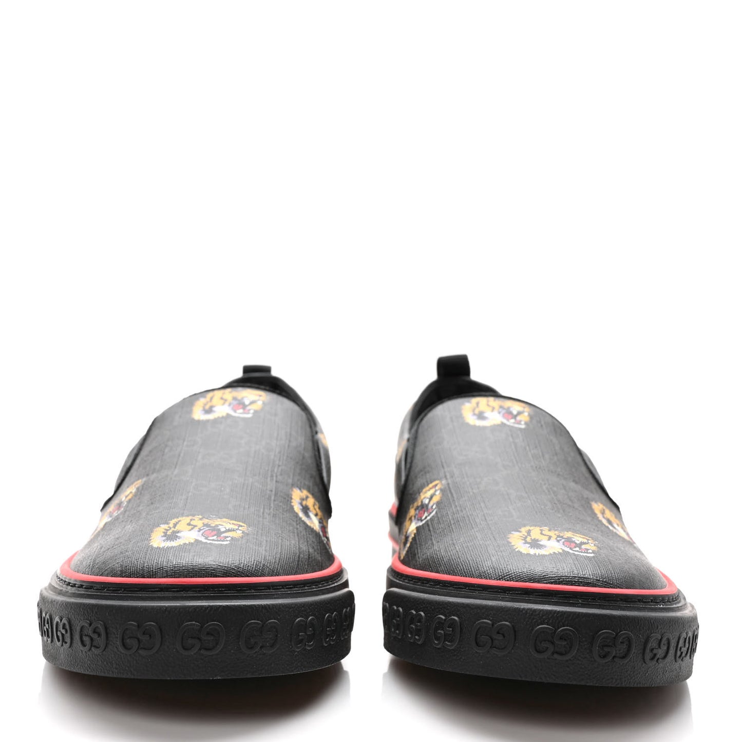 GG Supreme Monogram Tiger Face Mens 1977 Slip-On Sneakers 12 Black Multicolor