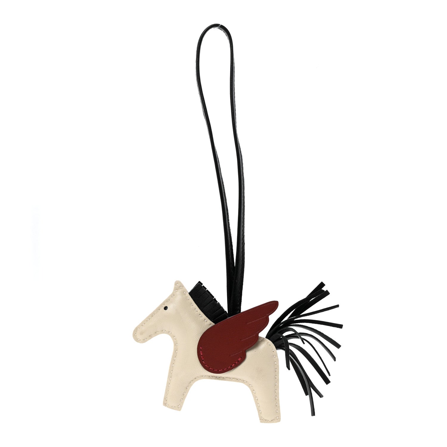 Hermes Milo Lambskin Grigri Rodeo Pegase Horse Bag Charm PM Nata Rouge H Black 1 of 5