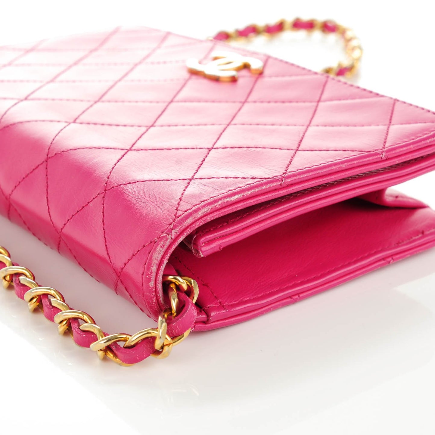 Lambskin Quilted Small Evening Flap Pink