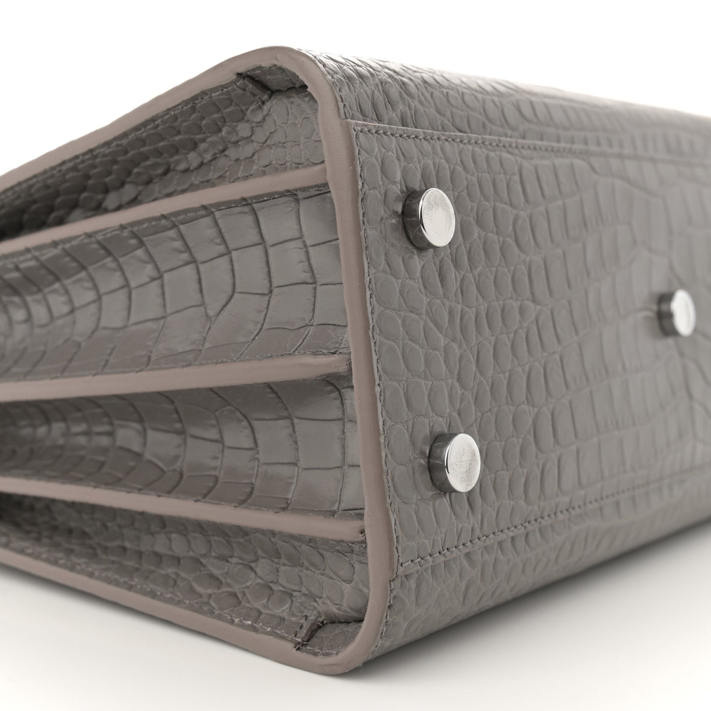 Calfskin Crocodile Embossed Baby Sac De Jour Fog