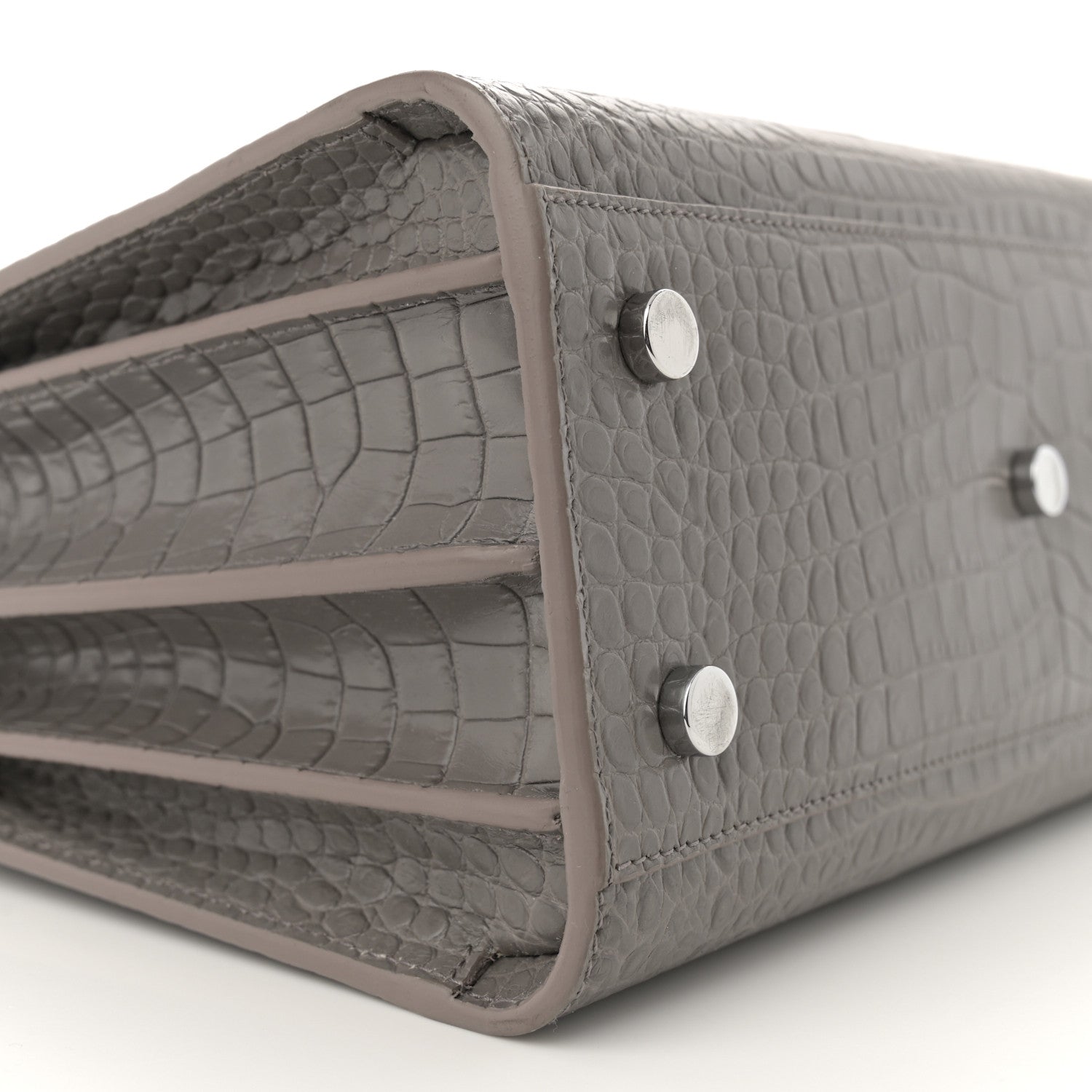 Saint Laurent Calfskin Crocodile Embossed Baby Sac De Jour Fog 9 of 13