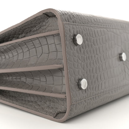 Saint Laurent Calfskin Crocodile Embossed Baby Sac De Jour Fog 9 of 13