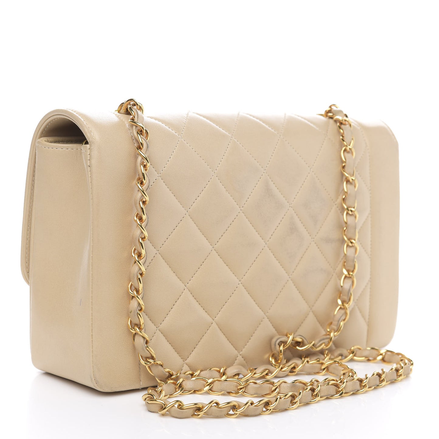 Lambskin Quilted Medium Single Flap Beige