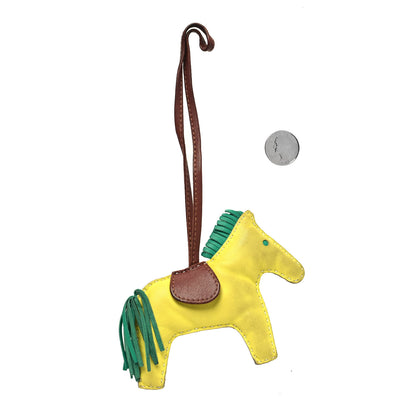 Hermes Milo Lambskin Grigri Rodeo Horse Bag Charm MM Lime Menthe Fauve 2 of 3