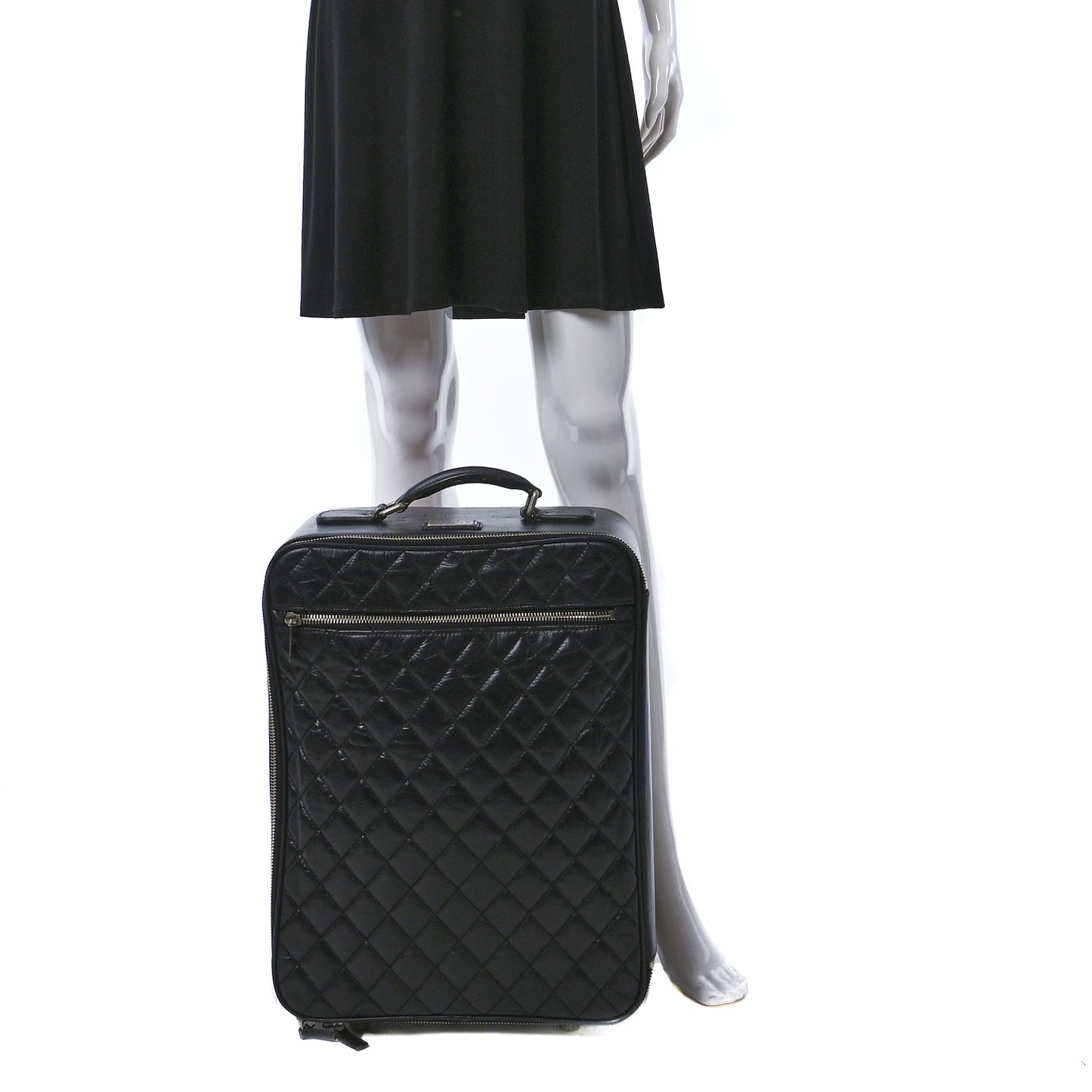 Aged Calfskin Quilted Case Trolley Black