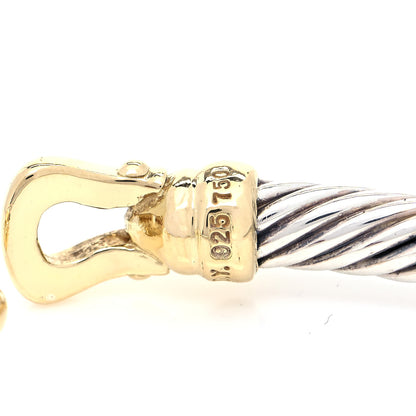 David Yurman Sterling Silver 14K Yellow Gold 4mm Cable Classic Buckle Bracelet 5 of 5