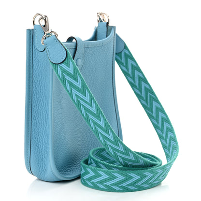 Hermes Taurillon Clemence Amazone Evelyne TPM Bleu Du Nord Vert Verone 3 of 10