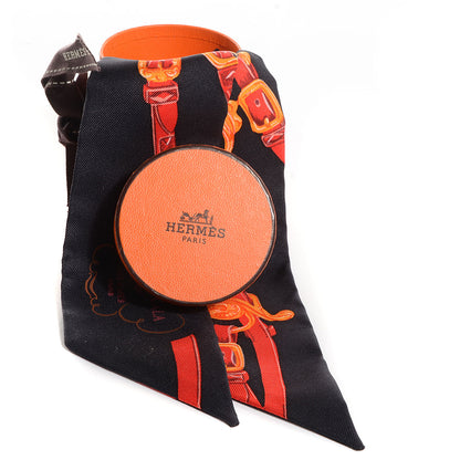 Hermes Silk Brides De Gala Twilly Noir Rouge Orange Vif 6 of 6