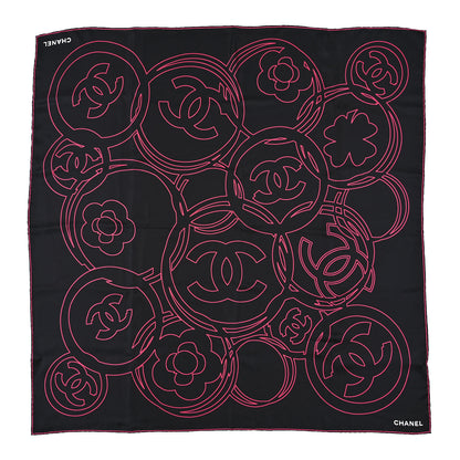 Chanel Silk CC Square Scarf Black Pink 1 of 3
