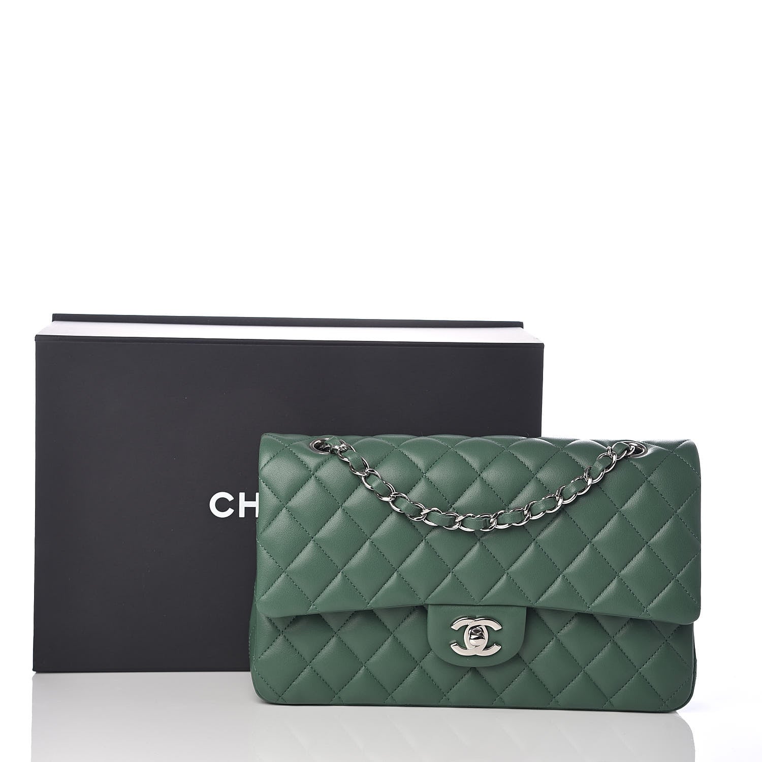 Chanel Lambskin Quilted Medium Double Flap Green 11 of 11