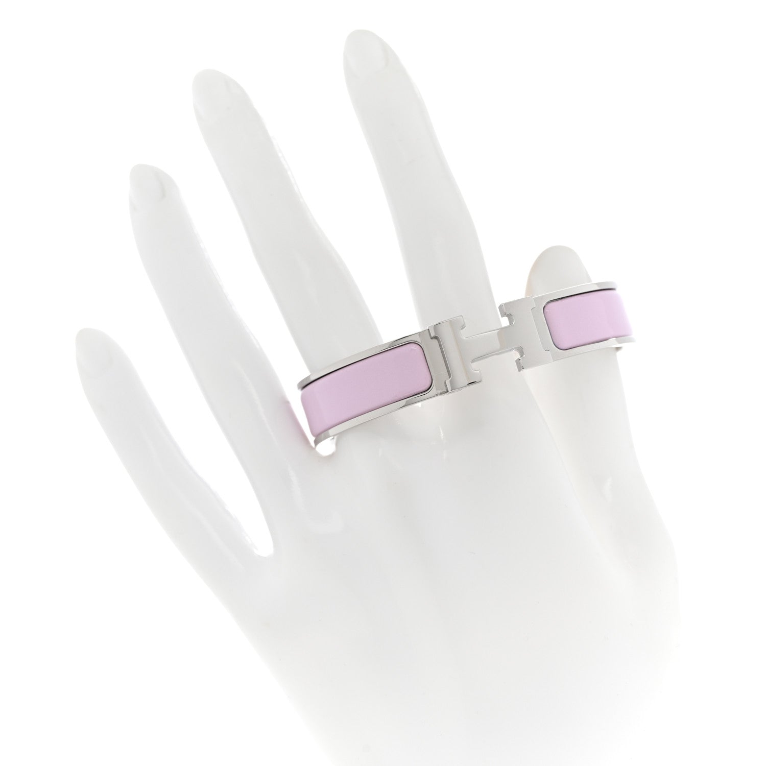 Hermes Enamel Narrow Clic Clac H Bracelet PM Rose Dragee 2 of 5