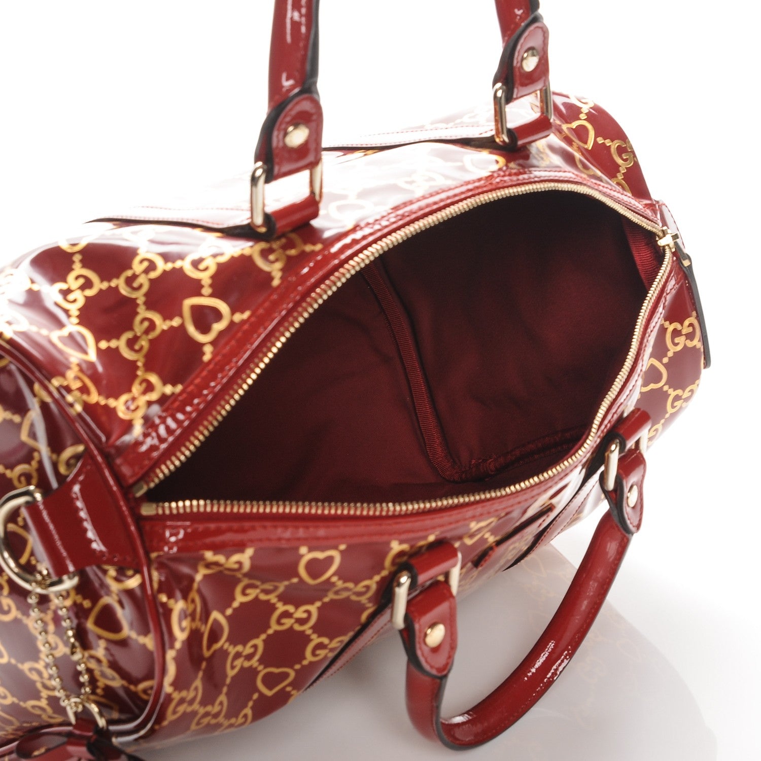 Gucci Patent GG Valentine Medium Joy Boston Red Gold 5 of 7
