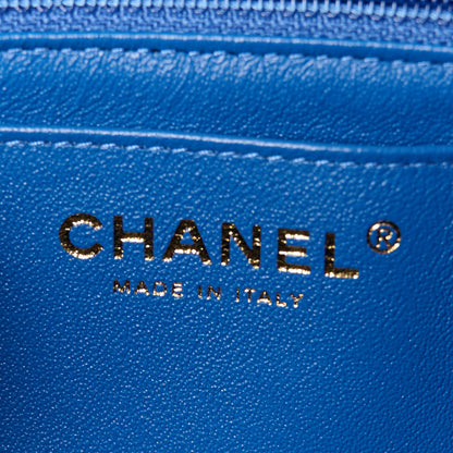 Chanel Lambskin Chevron Quilted Mini Rectangular Flap Blue 6 of 13