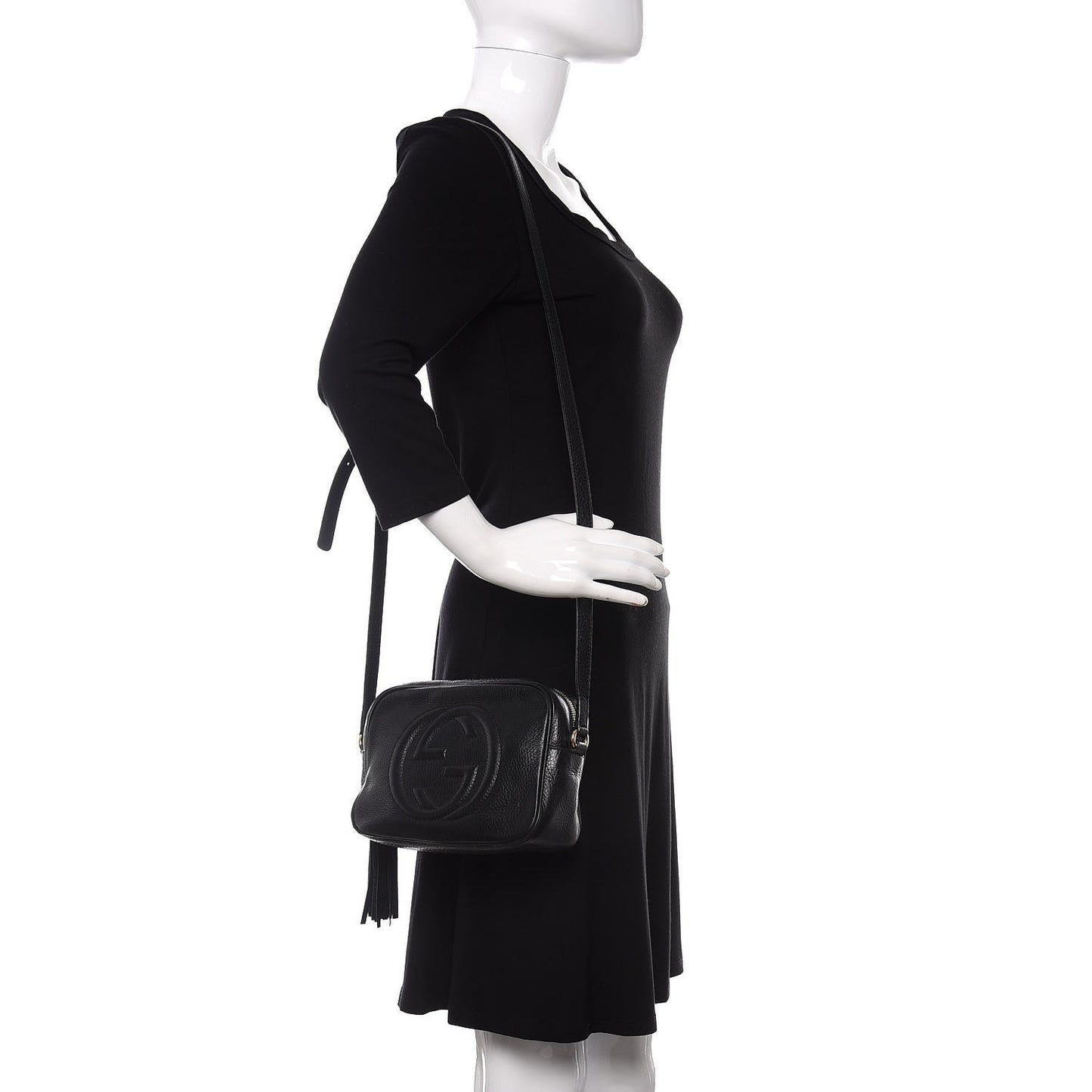 Pebbled Calfskin Small Soho Disco Bag Black