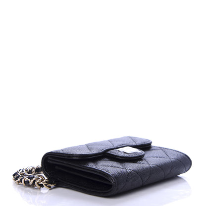 Chanel Caviar Quilted Flap Card Holder Chain Wristlet Black 4 of 9