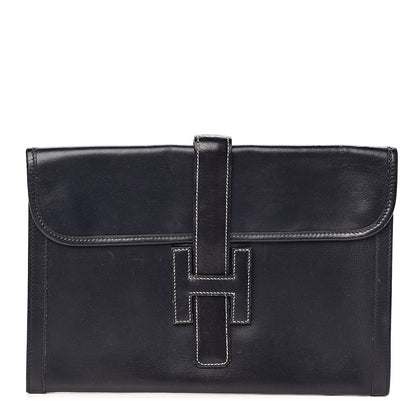 Hermes Box Calf Jige PM Clutch Bleu Marine 1 of 9
