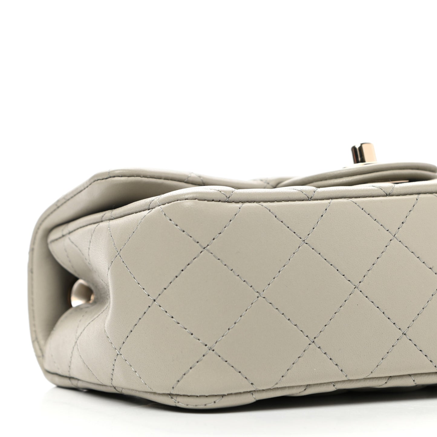 Lambskin Quilted Mini Rectangular Flap Grey