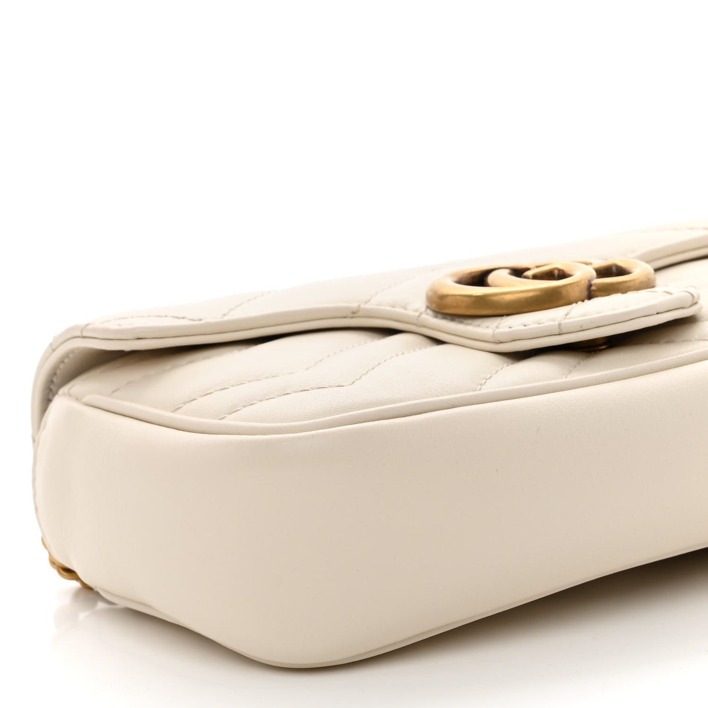 Calfskin Matelasse Super Mini GG Marmont Shoulder Bag White