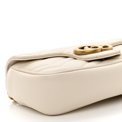 Gucci Calfskin Matelasse Super Mini GG Marmont Shoulder Bag White 9 of 10