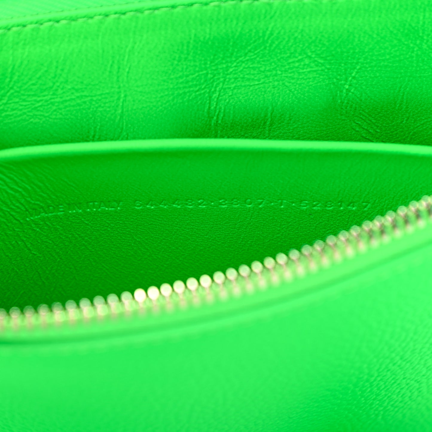 Grained Calfskin Neo Classic Silver Hardware Zip Around Crossbody Fluo Green