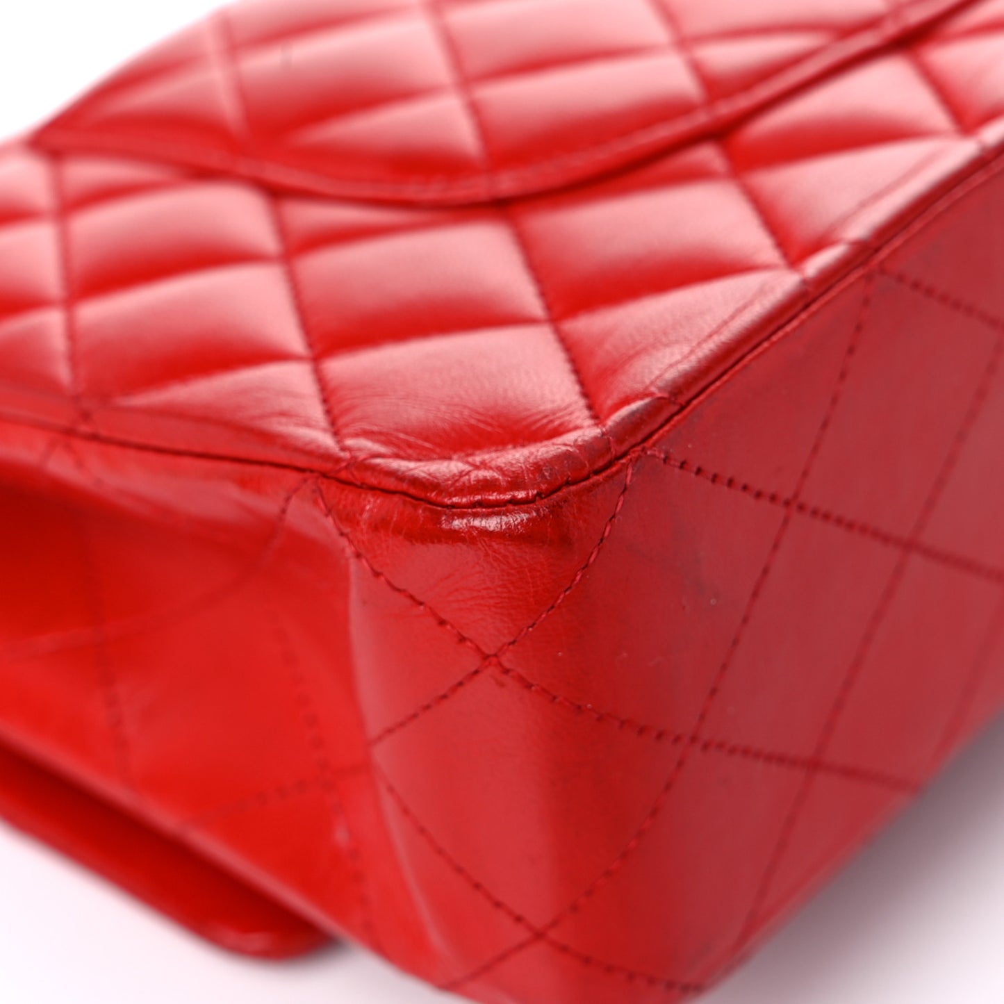 Lambskin Quilted Medium Double Flap Red
