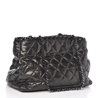 Chanel Calfskin Quilted Small Chain Me Tote Dark Grey 3 of 7